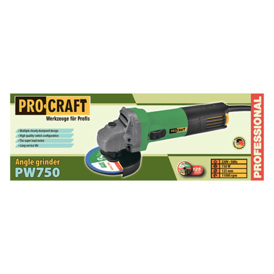 Uhlová brúska Procraft PW750, 125 mm