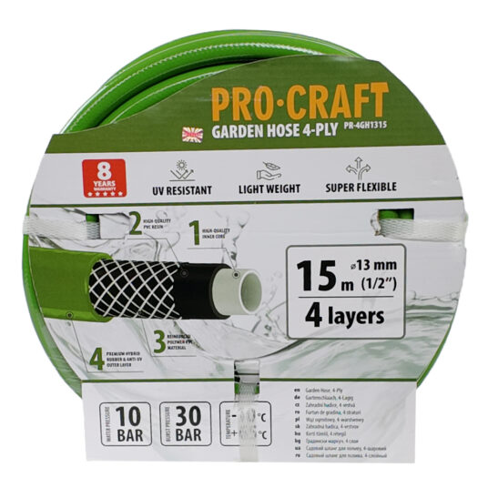 Záhradná hadica Procraft PR-4GH1315 4-vrstvová, 1/2" 15 m
