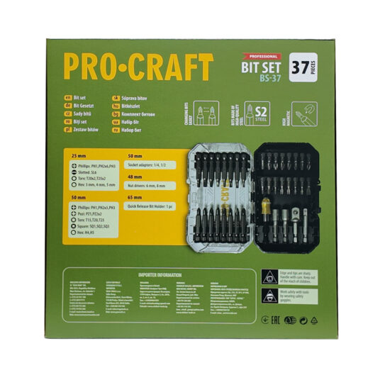 37-dielna sada bitov Procraft BS-37, S2