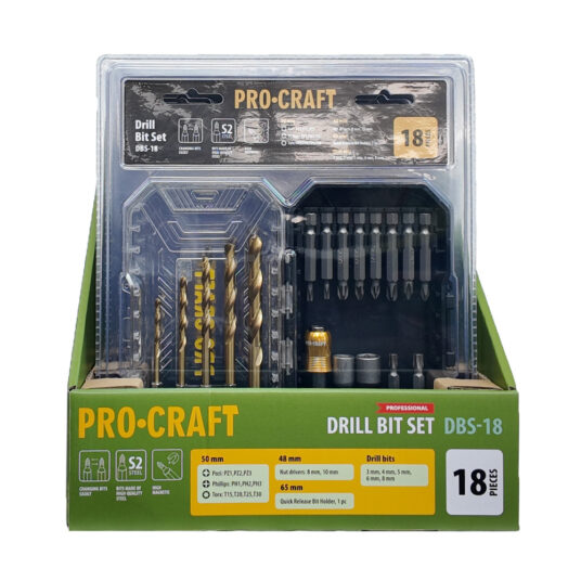 18-dielna sada vrtákov a bitov Procraft DBS-18, S2