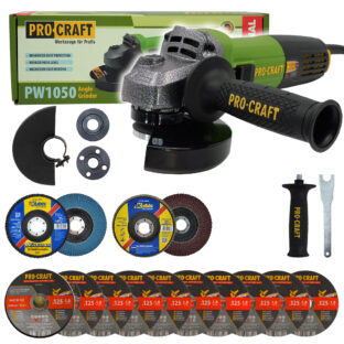 Uhlová brúska Procraft PW1050 + 10x rezací kotúč CD125x1,0