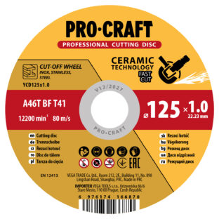 Rezný kotúč Procraft s keramickým zrnom YCD125x1.0