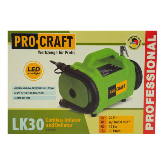 Aku kompresor s ofukovacou pištoľou LK30 Procraft (bez batérie a nabíjačky)