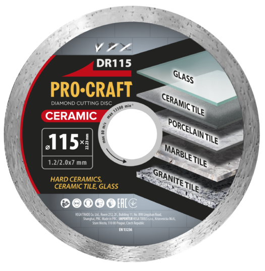 Diamantový rezný kotúč Ceramic Procraft DR115