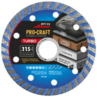 Diamantový rezný kotúč Turbo Procraft DT115