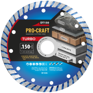 Diamantový rezný kotúč Turbo Procraft DT150