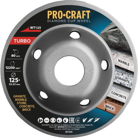 Diamantová brúsna čaša Procraft WT125 Turbo