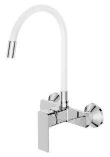 Drezová batéria nástenná s flexibilným výtokom MIXXUS PREMIUM KUBUS 005 REFL.WHITE, biela | KUBUS 005 REFL.WHITE