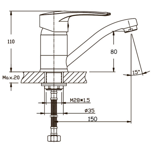 Drezová batéria MIXXUS PREMIUM GERMES 555-15CM (NUT) | GERMES 555-15СМ (NUT)